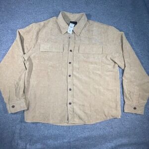 RSQ Mens XL Tan Corduroy Shirt Jacket‎ Long Sleeve Button Front Pockets